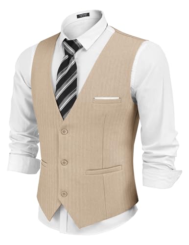 COOFANDY Mens Business Casual Suit Vest Dress Slim Fit Formal Wedding Waistcoat